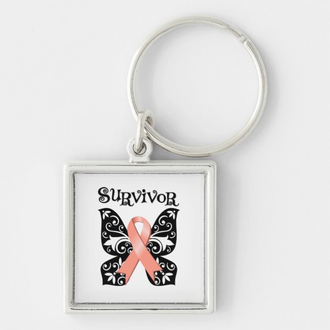 Endometrial Cancer Butterfly Survivor Key Ring (Front)