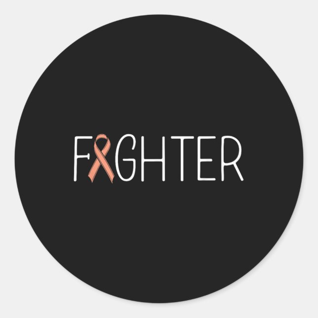 Endometrial Cancer Fighter Peach Uterine Cancer Aw Classic Round Sticker (Front)