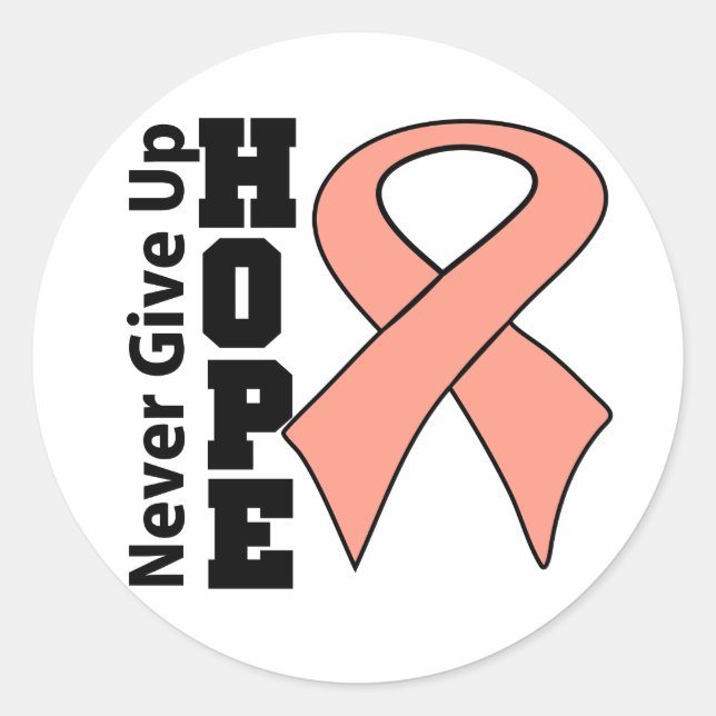 Endometrial Cancer Hope Never Give Up Classic Round Sticker (Front)
