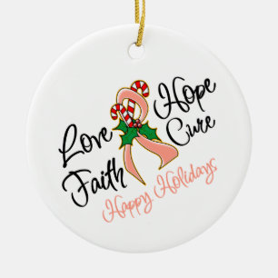 Endometrial Cancer Love Hope Holidays Ceramic Tree Decoration