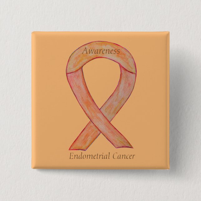 Endometrial Cancer Peach Awareness Ribbon Pins (Front)