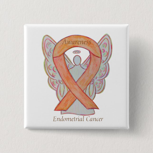 Endometrial Cancer Peach Awareness Ribbon Pins (Front)