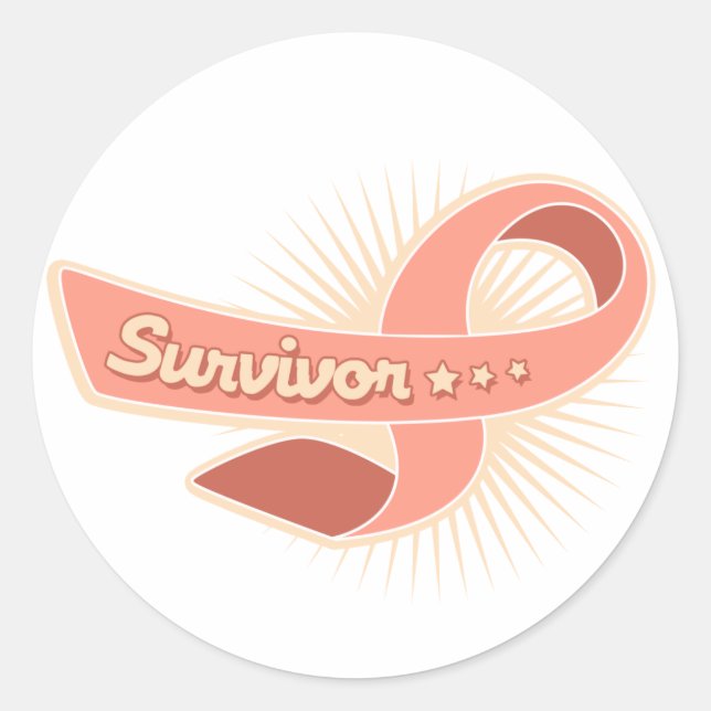Endometrial Cancer Survivor Ribbon Classic Round Sticker (Front)