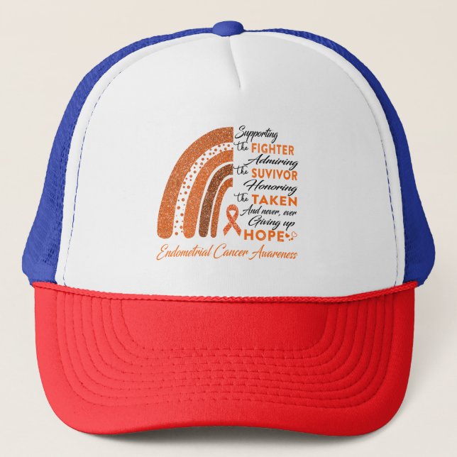 Endometrial Cancer Warrior Supporting Fighter Trucker Hat (Front)