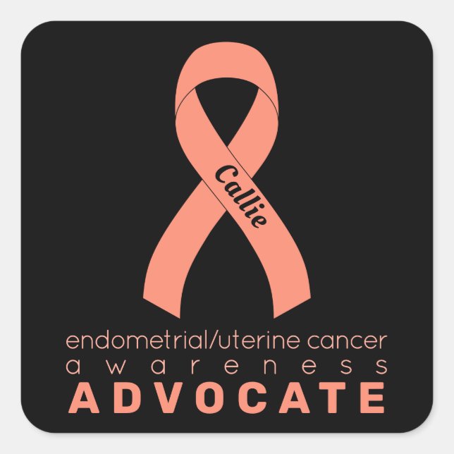 Endometrial/Uterine Cancer Advocate Black Square Sticker (Front)
