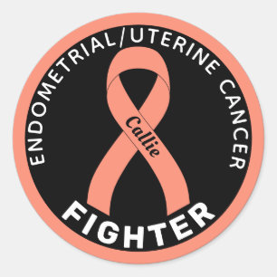 Endometrial/Uterine Cancer Fighter Ribbon Black Classic Round Sticker