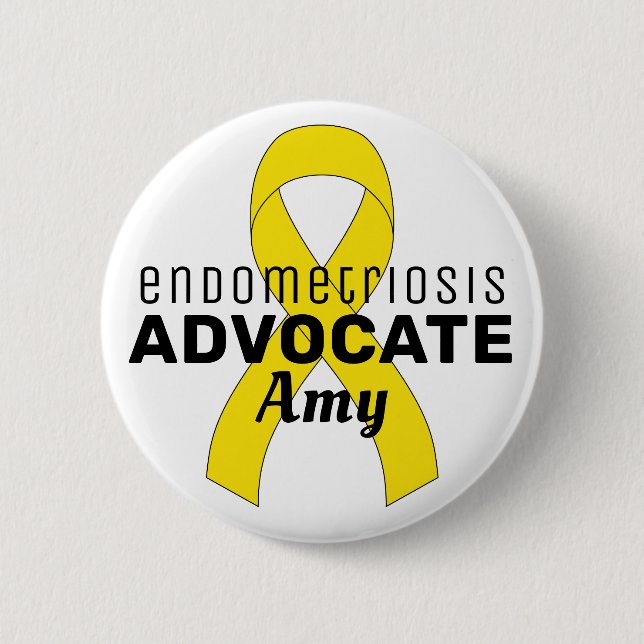 Endometriosis Advocate Ribbon White Button (Front)