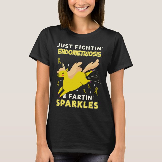 endometriosis appendix cancer unicorn farting T-Shirt (Front)