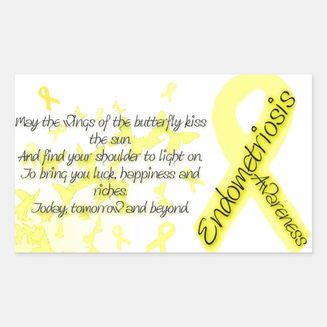 Endometriosis awareness Butterfly Quote Rectangular Sticker (Front)