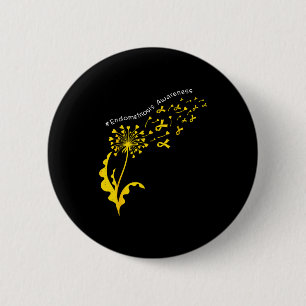 Endometriosis awareness dandelion yellow ribbon 6 cm round badge