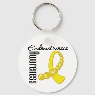 Endometriosis Awareness Gemstone Ribbon Key Ring