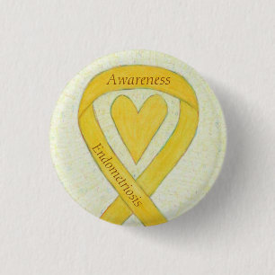 Endometriosis Awareness Heart Ribbon Custom Pin