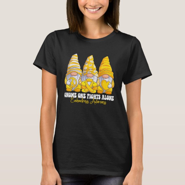 Endometriosis Awareness Month Yellow Ribbon Gnomie T-Shirt (Front)
