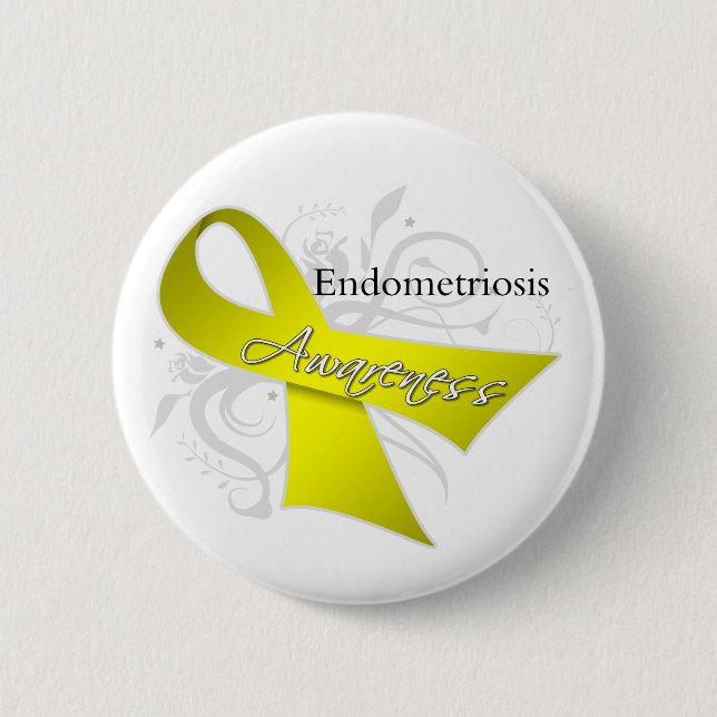 Endometriosis Awareness Ribbon 6 Cm Round Badge (Front)