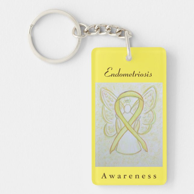 Endometriosis Awareness Ribbon Angel Key Chain (Front)