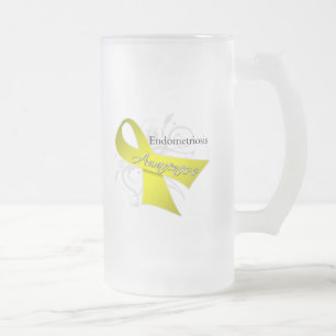 Endometriosis Awareness Ribbon Frosted Glass Beer Mug
