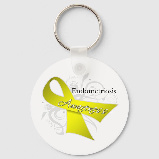 Endometriosis Awareness Ribbon Key Ring (Front)