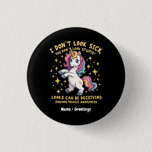 Endometriosis Awareness Strong Unicorn Warrior 3 Cm Round Badge