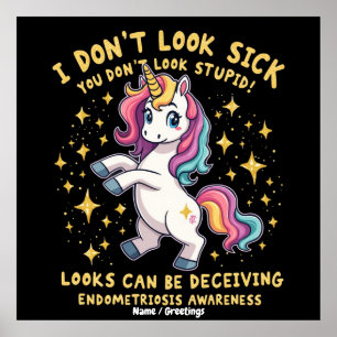 Endometriosis Awareness Strong Unicorn Warrior Poster