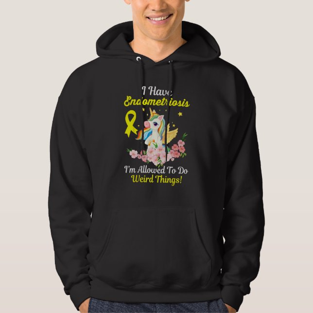Endometriosis Awareness  Unicorn Yellow Ribbon Sup Hoodie (Front)