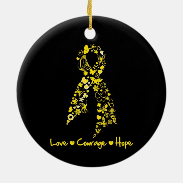 Endometriosis Love Courage Hope Butterflies Ceramic Tree Decoration (Back)