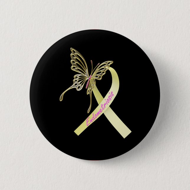 Endometriosis Ribbon 6 Cm Round Badge (Front)