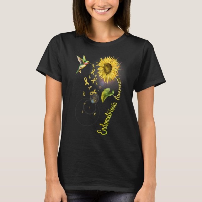 Endometriosis Sunflower Hummingbird T-Shirt (Front)