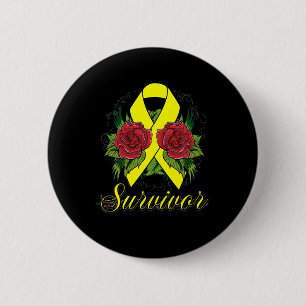 Endometriosis Survivor Rose Grunge Tattoo 6 Cm Round Badge