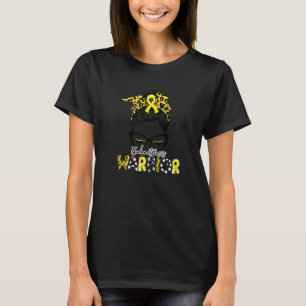 Endometriosis Warrior Endo Leopard Messy Bun Yello T-Shirt