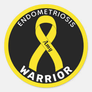 Endometriosis Warrior Ribbon Black Round Sticker