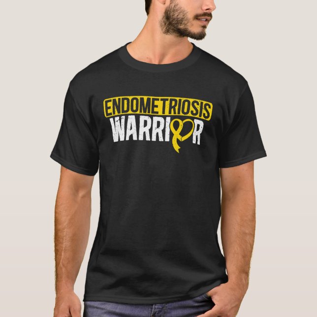 Endometriosis Warrior Yellow Ribbon Endo Awareness T-Shirt (Front)