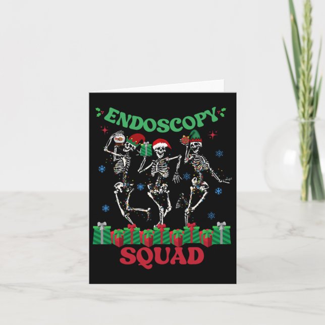 Endoscopy Nurse Squad Christmas Skeleton Dancing G Card (Front)