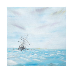 Endurance trapped by the Antarctic Ice. Painted Canvas Print