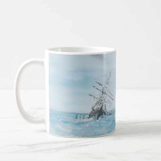 Endurance trapped by the Antarctic Ice. Painted Coffee Mug (Left)