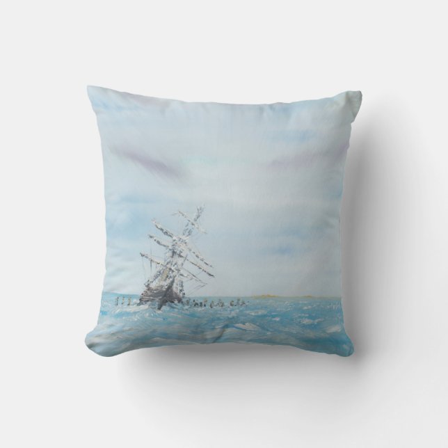 Endurance trapped by the Antarctic Ice. Painted Cushion (Front)