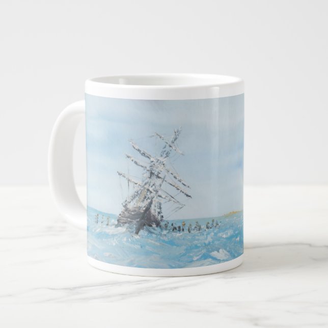 Endurance trapped by the Antarctic Ice. Painted Large Coffee Mug (Front Left)