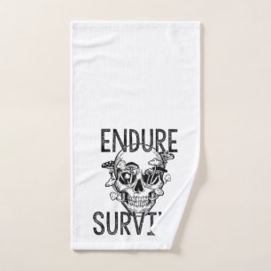 Endure and Survive Skull with Mushrooms   Dark Sur Hand Towel