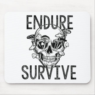 Endure and Survive Skull with Mushrooms Mouse Mat