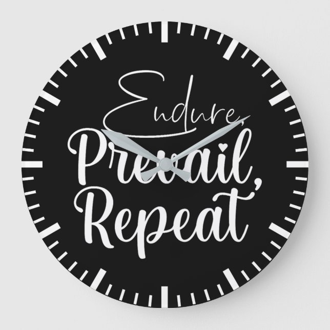 Endure, Prevail - Hustle, Gym, Success Motivation Large Clock (Front)