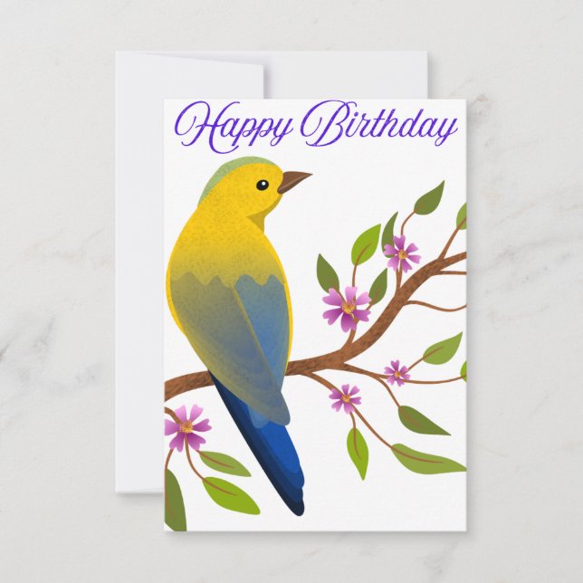 Enduring Birthday Card with a Colorfull Bird (Front)