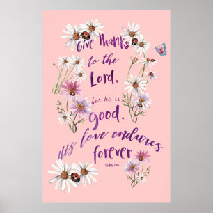 Enduring Gratitude: Psalms 156:1 Christian Quote Poster