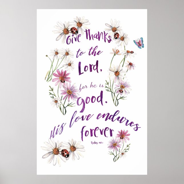 Enduring Gratitude: Psalms 156:1 Christian Quote Poster (Front)