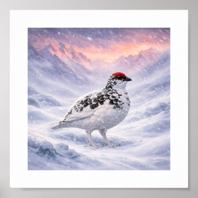 Enduring the Storm — Ptarmigan in the Japanese Alp Poster (Front)