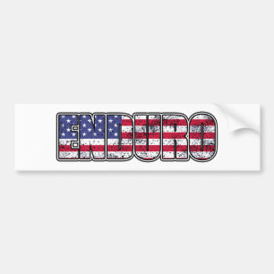Enduro Mountain Biking American Flag Bumper Sticker