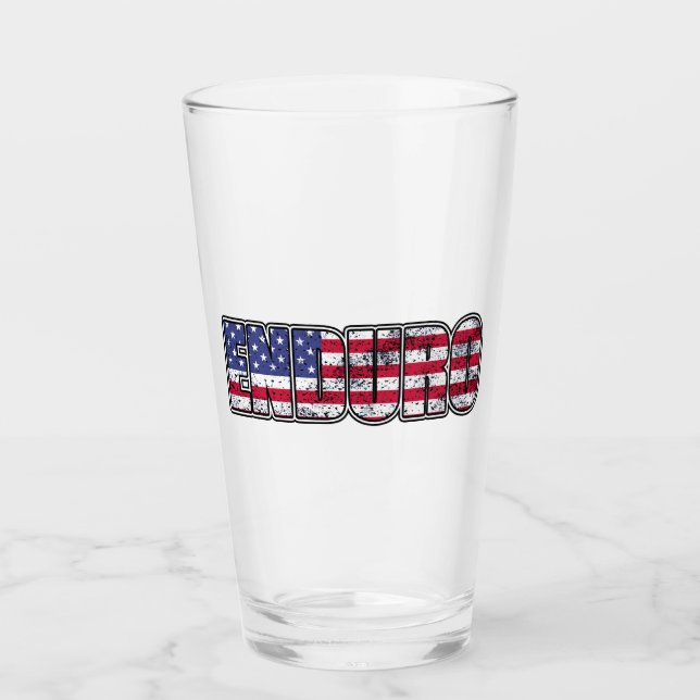 Enduro Mountain Biking American Flag Glass (Front)