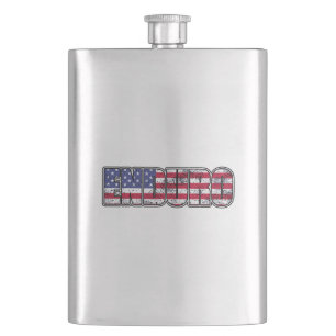 Enduro Mountain Biking American Flag Hip Flask