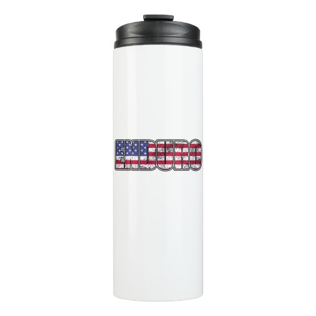 Enduro Mountain Biking American Flag Thermal Tumbler (Front)