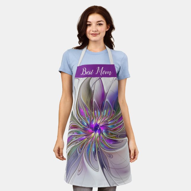 Energetic, Abstract Fractal Art Flower Best Mum Apron (Worn)