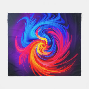 Energetic Abstract Swirl in Blue Red and Yellow Fleece Blanket