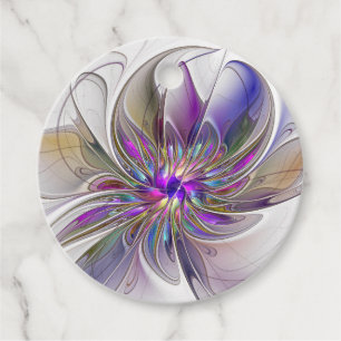 Energetic, Colorful Abstract Art Flower Custom Favour Tags